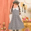 子供服 女の子 千鳥柄 音符刺繍 ギャザーワンピース