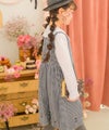 子供服 女の子 千鳥柄 音符刺繍 ギャザーワンピース ホワイト×ブラック(10) モデル画像4