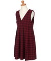 ベビー服 女の子 チェック柄 カシュクール ギャザーワンピース レッド(03) トルソー斜め