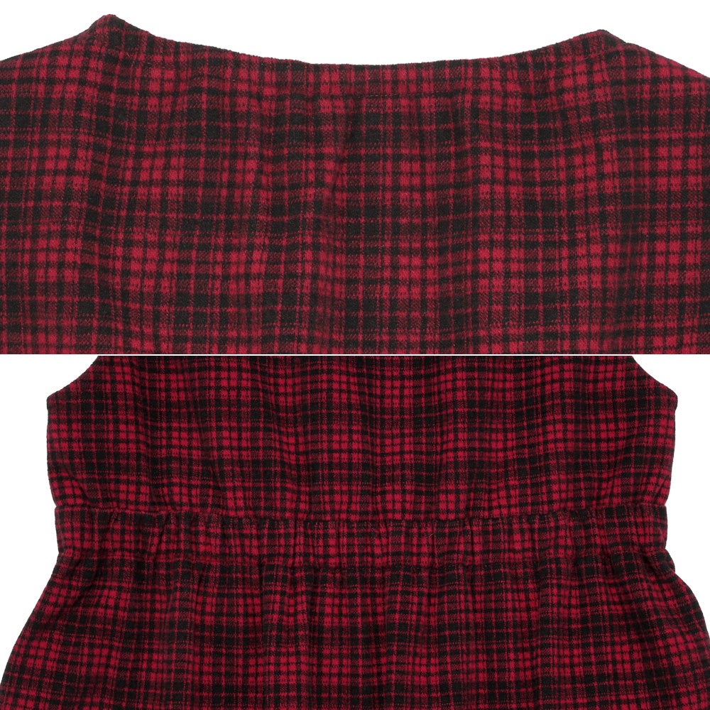 ベビー服 女の子 チェック柄 カシュクール ギャザーワンピース レッド(03) デザインポイント2