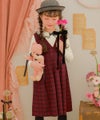 ベビー服 女の子 チェック柄 カシュクール ギャザーワンピース レッド(03) モデル画像アップ