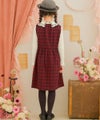 ベビー服 女の子 チェック柄 カシュクール ギャザーワンピース レッド(03) モデル画像全身