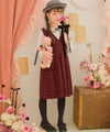 ベビー服 女の子 チェック柄 カシュクール ギャザーワンピース レッド(03) モデル画像1