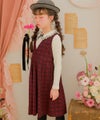 ベビー服 女の子 チェック柄 カシュクール ギャザーワンピース レッド(03) モデル画像2