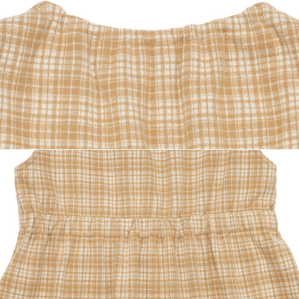 ベビー服 女の子 チェック柄 カシュクール ギャザーワンピース ベージュ(51) デザインポイント2
