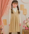 ベビー服 女の子 チェック柄 カシュクール ギャザーワンピース ベージュ(51) モデル画像アップ