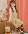 ベビー服 女の子 チェック柄 カシュクール ギャザーワンピース ベージュ(51) モデル画像2