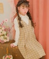 ベビー服 女の子 チェック柄 カシュクール ギャザーワンピース ベージュ(51) モデル画像4