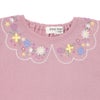 ベビー服 女の子 お花 花柄 刺繍 バックリボンつき 裏毛トレーナー ピンク(02) デザインポイント1