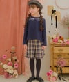 ベビー服 女の子 お花 花柄 刺繍 バックリボンつき 裏毛トレーナー ネイビー(06) モデル画像1