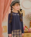 ベビー服 女の子 お花 花柄 刺繍 バックリボンつき 裏毛トレーナー ネイビー(06) モデル画像2
